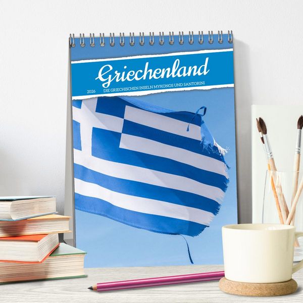 Produktbild: Griechenland - Die griechischen Inseln Mykonos und Santorini (Tischkalender 2026 DIN A5 hoch), CALVENDO Monatskalender