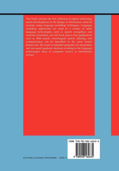 Produktbild: Language Modeling for Information Retrieval