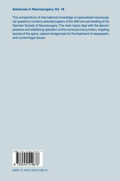 Produktbild: Stabilizing Craniocervical Operations Calcium Antagonists in SAH Current Legal Issues
