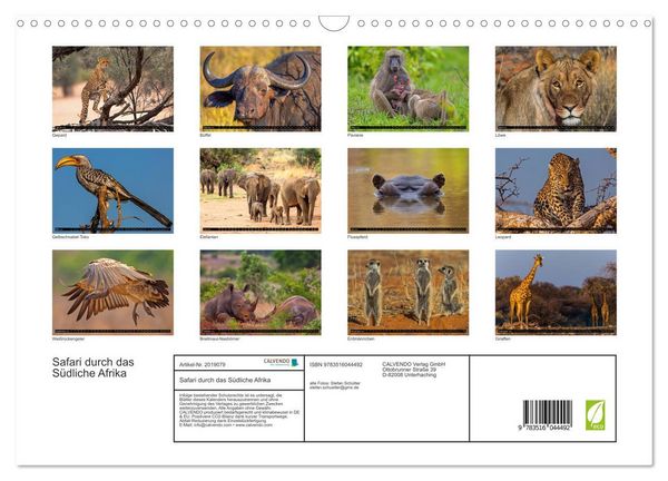 Produktbild: Safari durch das S&uuml;dliche Afrika (Wandkalender 2026 DIN A3 quer), CALVENDO Monatskalender