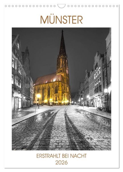 Produktbild: M&uuml;nster - erstrahlt bei Nacht (Wandkalender 2026 DIN A3 hoch), CALVENDO Monatskalender