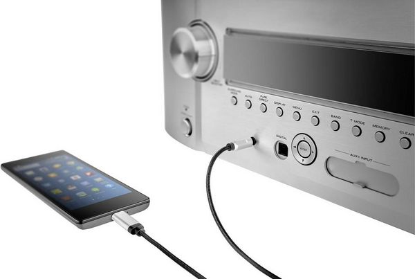 Produktbild: Renkforce RF-3432030 USB / Klinke Audio Anschlusskabel [1x USB-C&reg; Stecker - 1x Klinkenstecker 3.5 mm] 1.20 m Schwarz Aluminium-Stecker
