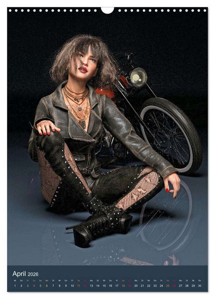 Produktbild: Tattooed Girls and Bikes (Wandkalender 2026 DIN A3 hoch), CALVENDO Monatskalender