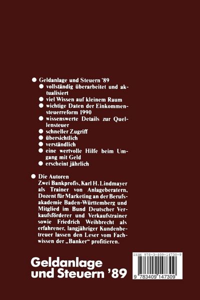 Produktbild: Geldanlage und Steuern &lsquo;89