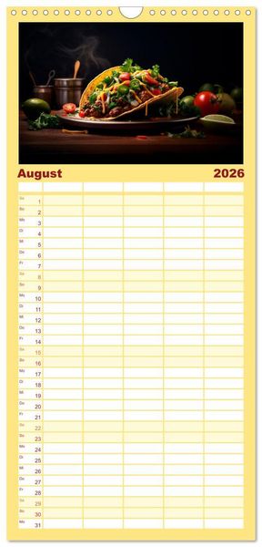 Produktbild: Familienplaner 2026 - Fastfood &Auml;sthetik mit 5 Spalten (Wandkalender, 21 x 45 cm) CALVENDO