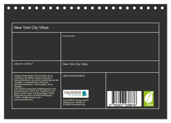 Produktbild: New York City Vibes (Tischkalender 2026 DIN A5 quer), CALVENDO Monatskalender