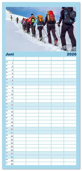 Produktbild: Familienplaner 2026 - Skimountaineering - Erobere die Berge im Winter mit 5 Spalten (Wandkalender, 21 x 45 cm) CALVENDO