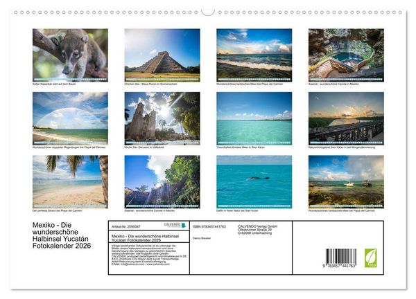 Produktbild: Mexiko - Die wundersch&ouml;ne Halbinsel Yucat&aacute;n Fotokalender 2026 (hochwertiger Premium Wandkalender 2026 DIN A2 quer), Kunstdruck in Hochglanz