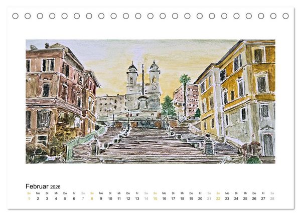 Produktbild: ROM In stillen Aquarellen (Tischkalender 2026 DIN A5 quer), CALVENDO Monatskalender