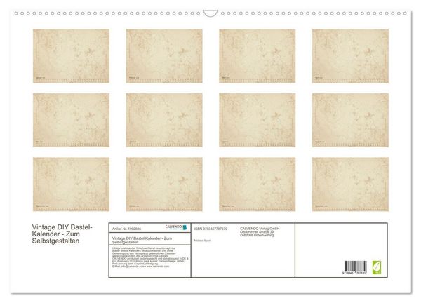 Produktbild: Vintage DIY Bastel-Kalender - Zum Selbstgestalten (Wandkalender 2026 DIN A2 quer), CALVENDO Monatskalender