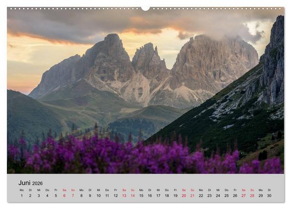 Produktbild: S&uuml;dtiroler Bergwelten - Die monti pallidi, Idylle die fast unwirklich erscheint (Wandkalender 2026 DIN A2 quer), CALVENDO Monatskalender
