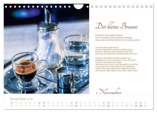 Produktbild: Wiener Kaffeerezepte (Wandkalender 2026 DIN A4 quer), CALVENDO Monatskalender