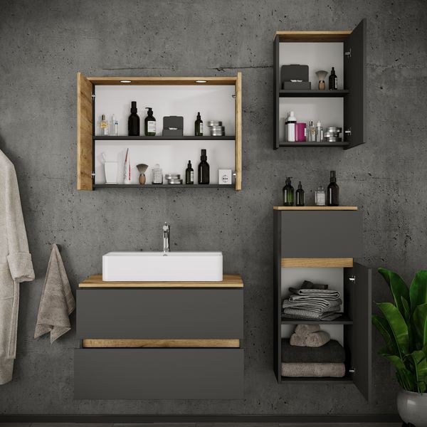 Produktbild: 5 tlg. Badm&ouml;bel-Set mit Waschbecken Cosila-A 80 cm
