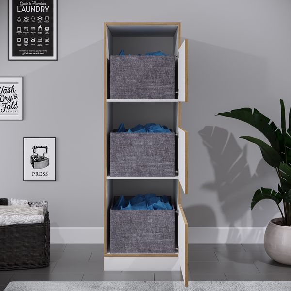 Produktbild: W&auml;scheschrank mit 3 F&auml;chern & T&uuml;ren Rislo CL XL