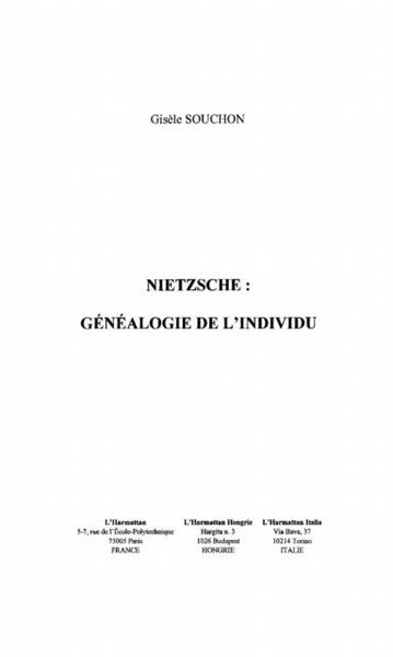Produktbild: Nietzsche : Genealogie De L'individu