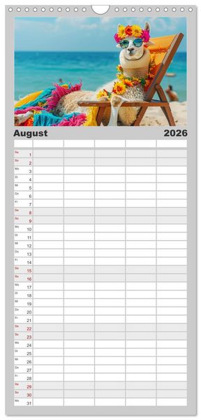 Produktbild: Familienplaner 2026 - Lamas auf Tour. Perus flauschige Fashion-Ikonen mit 5 Spalten (Wandkalender, 21 x 45 cm) CALVENDO