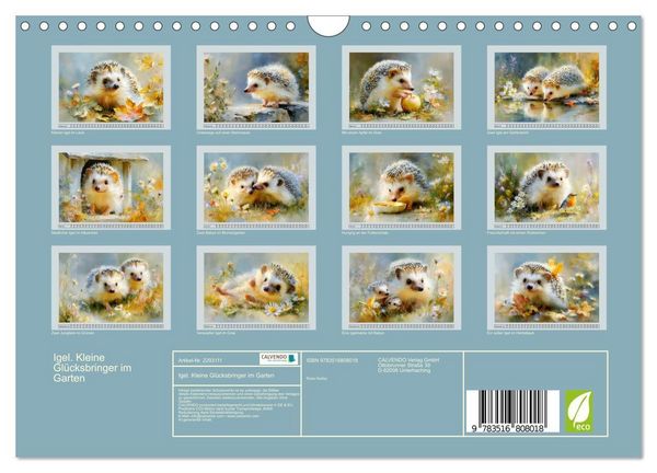 Produktbild: Igel. Kleine Gl&uuml;cksbringer im Garten (Wandkalender 2027 DIN A4 quer), CALVENDO Monatskalender