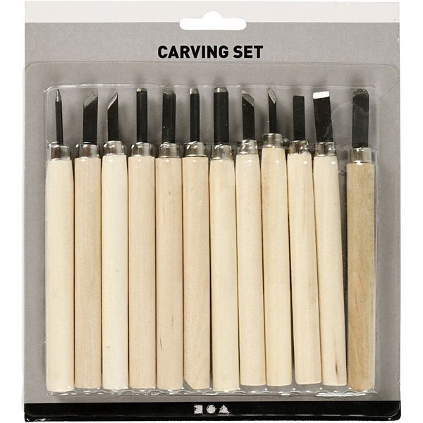 Produktbild: Creativ Company Schnitzwerkzeuge mit Holzgriff, 12er Set