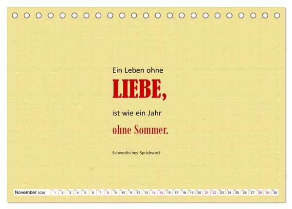 Produktbild: Zitate und Spr&uuml;che In Sachen LIEBE (Tischkalender 2026 DIN A5 quer), CALVENDO Monatskalender