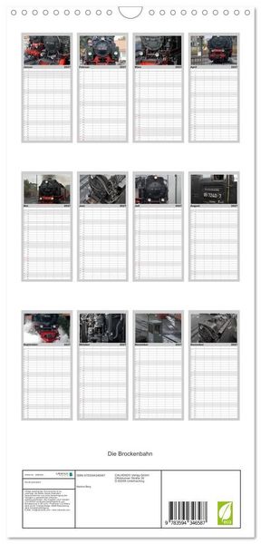 Produktbild: Familienplaner 2027 - Die Brockenbahn mit 5 Spalten (Wandkalender, 21 x 45 cm) CALVENDO