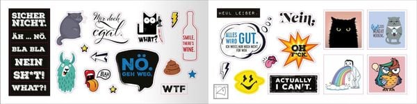 Produktbild: B&ouml;se Spr&uuml;che Stickerheft: Stickern. L&auml;cheln. Vollpfosten denken!