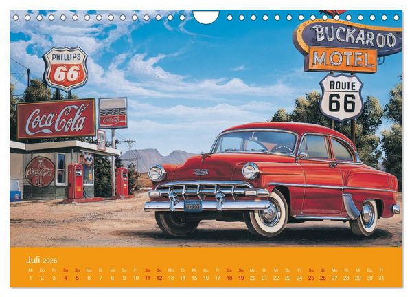 Produktbild: Route US 66 Momente Gem&auml;lde von Georg Huber (Wandkalender 2026 DIN A4 quer), CALVENDO Monatskalender