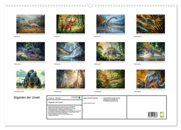 Produktbild: Giganten der Urzeit (Wandkalender 2026 DIN A2 quer), CALVENDO Monatskalender
