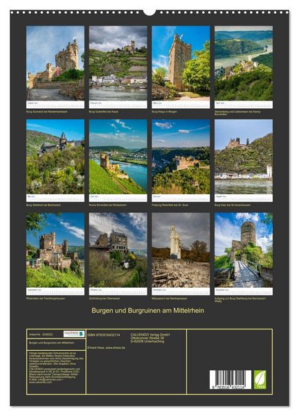 Produktbild: Burgen und Burgruinen am Mittelrhein (hochwertiger Premium Wandkalender 2026 DIN A2 hoch), Kunstdruck in Hochglanz