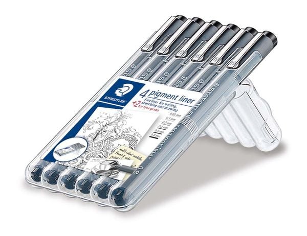 Produktbild: STAEDTLER Finliner pigment liner schwarz 6er Set