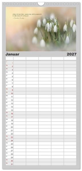 Produktbild: Familienplaner 2027 - Mit guten Gedanken durch das Jahr mit 5 Spalten (Wandkalender, 21 x 45 cm) CALVENDO