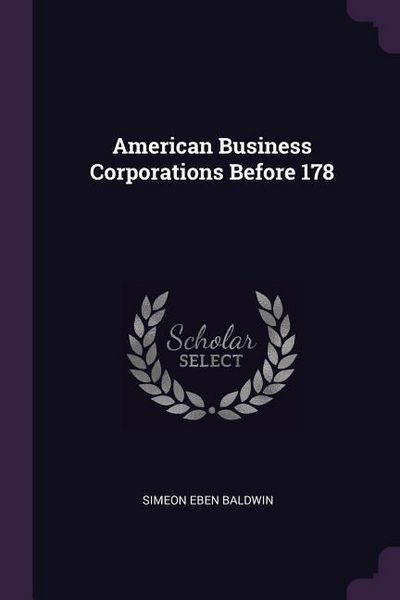 Produktbild: American Business Corporations Before 178