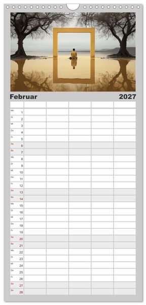 Produktbild: Familienplaner 2027 - Surrealer Minimalismus mit 5 Spalten (Wandkalender, 21 x 45 cm) CALVENDO