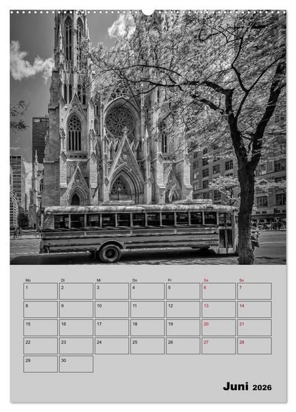 Produktbild: NEW YORK CITY Monochrome Stadtansichten (Wandkalender 2026 DIN A2 hoch), CALVENDO Monatskalender