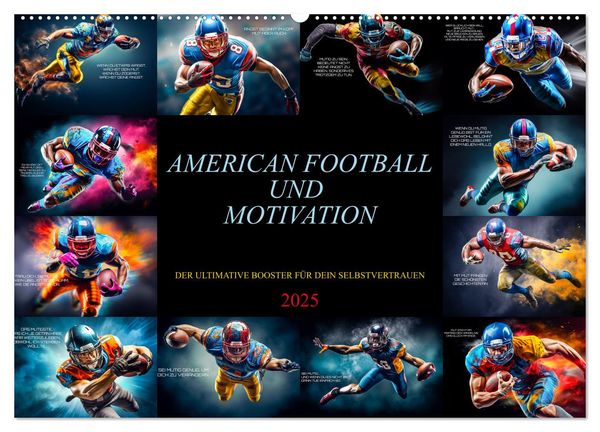 American Football und Motivation (Wandkalender 2025 DIN A2 quer), CALVENDO Monatskalender