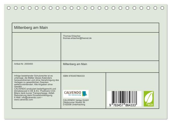 Produktbild: Miltenberg am Main (Tischkalender 2026 DIN A5 quer), CALVENDO Monatskalender