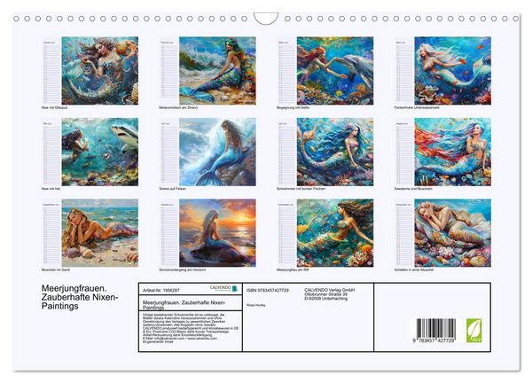 Produktbild: Meerjungfrauen. Zauberhafte Nixen-Paintings (Wandkalender 2026 DIN A3 quer), CALVENDO Monatskalender
