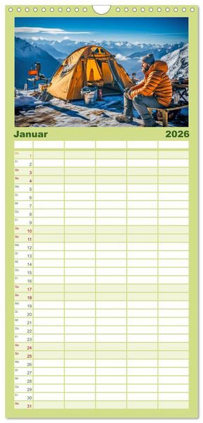 Produktbild: Familienplaner 2026 - Camping mit dem Zelt mit 5 Spalten (Wandkalender, 21 x 45 cm) CALVENDO
