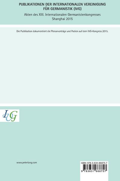 Produktbild: Akten des XIII. Internationalen Germanistenkongresses Shanghai 2015: Germanistik zwischen Tradition und Innovation