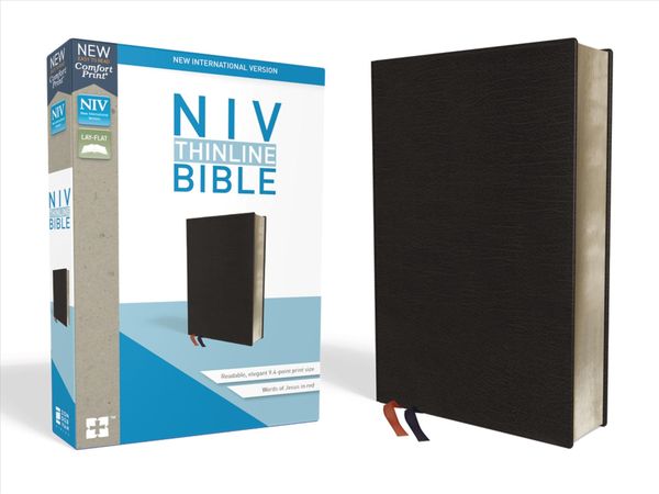 Produktbild: NIV, Thinline Bible, Bonded Leather, Black, Indexed, Red Letter Edition
