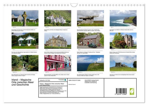 Produktbild: Irland &ndash; Magische Orte zwischen Meer und Geschichte (Wandkalender 2026 DIN A3 quer), CALVENDO Monatskalender