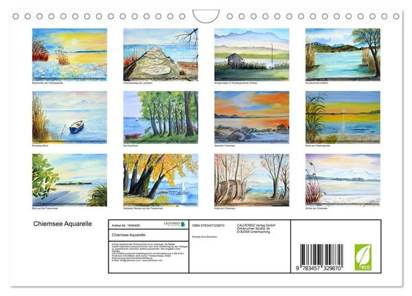 Produktbild: Chiemsee Aquarelle (Wandkalender 2026 DIN A4 quer), CALVENDO Monatskalender
