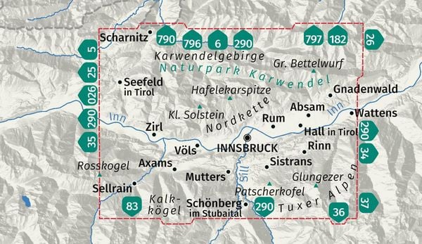 Produktbild: KOMPASS Wanderkarte 036 Innsbruck, Nordkette, Mittleres Inntal 1:35.000