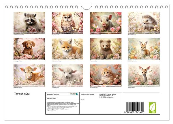 Produktbild: Tierisch s&uuml;&szlig;! (Wandkalender 2026 DIN A4 quer), CALVENDO Monatskalender