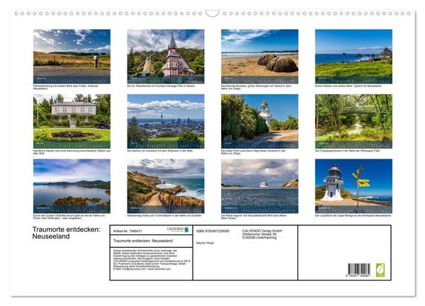 Produktbild: Traumorte entdecken: Neuseeland (Wandkalender 2026 DIN A2 quer), CALVENDO Monatskalender