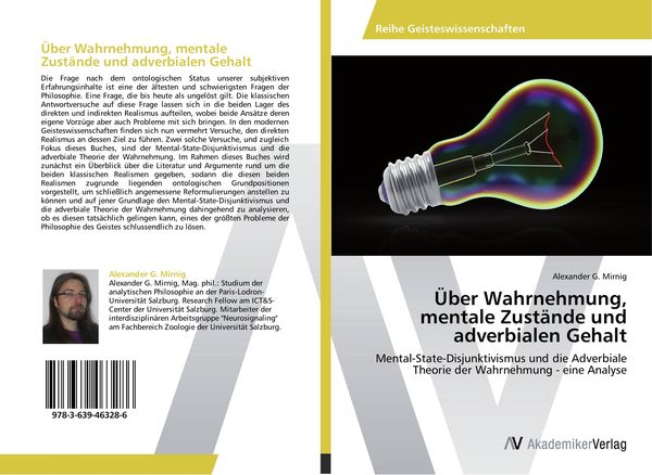 Über Wahrnehmung, mentale Zustände und adverbialen Gehalt, Taschenbuch von Alexander G. Mirnig, AV Akademikerverlag, 9783639463286