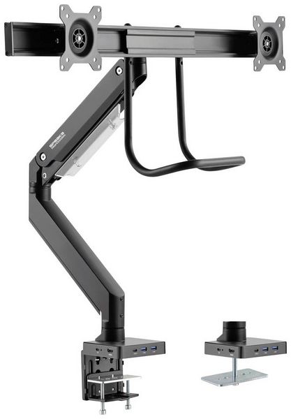 Produktbild: SpeaKa Professional SP-MM-820 Monitor-Tischhalterung 2 Display(s) 43,2 cm (17") - 81,3 cm (32") Matt Schwarz Schwenkbar, Neigbar