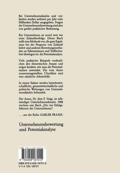 Produktbild: Unternehmensbewertung und Potentialanalyse