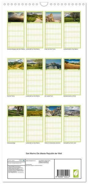 Produktbild: Familienplaner 2027 - San Marino Die &auml;lteste Republik der Welt mit 5 Spalten (Wandkalender, 21 x 45 cm) CALVENDO