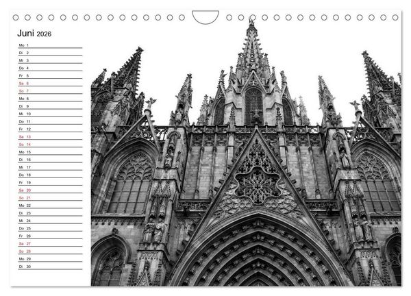 Produktbild: Barcelona Schwarz / Wei&szlig; Impressionen (Wandkalender 2026 DIN A4 quer), CALVENDO Monatskalender