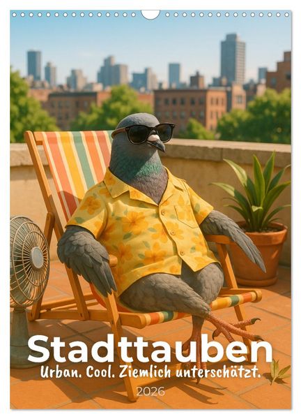 Stadttauben – Urban. Cool. Ziemlich unterschätzt. (Wandkalender 2026 DIN A3 hoch), CALVENDO Monatskalender